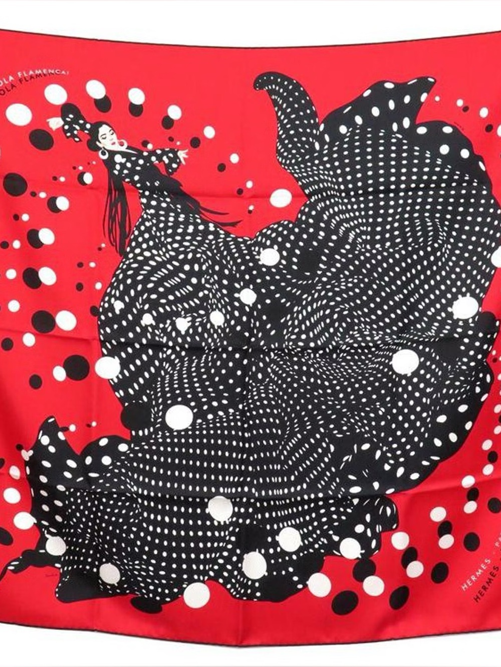 Hermes- Red & Black Polka Dot Flamenca Scarf